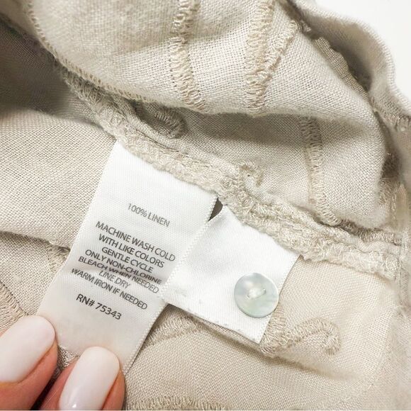 St. Tropez West 100% Linen Embroidered Sleeveless Blouse Boho Chic Women’s Small - Picture 7 of 7